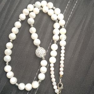 Freshwater Pearl and Crystal Ball Accent Necklace